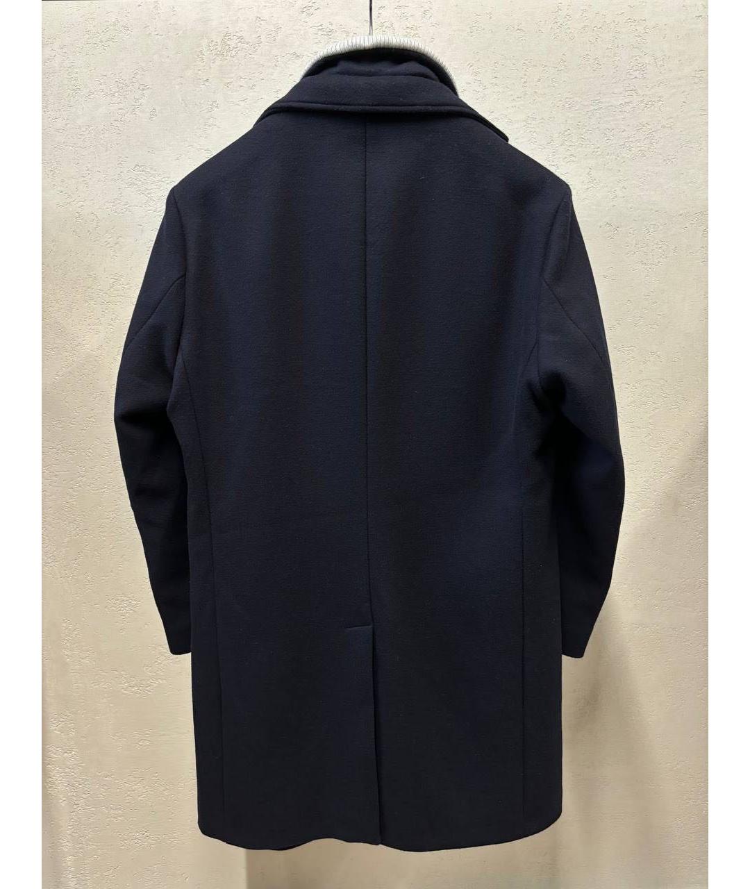 ELEVENTY Темно-синее шерстяное пальто, фото 2