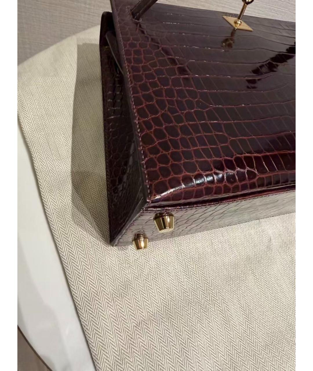 HERMES Красная сумка тоут из лакированной кожи, фото 5