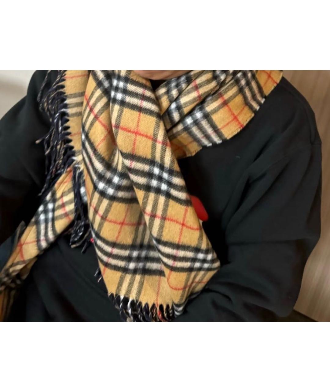 BURBERRY Коричневый шерстяной шарф, фото 3