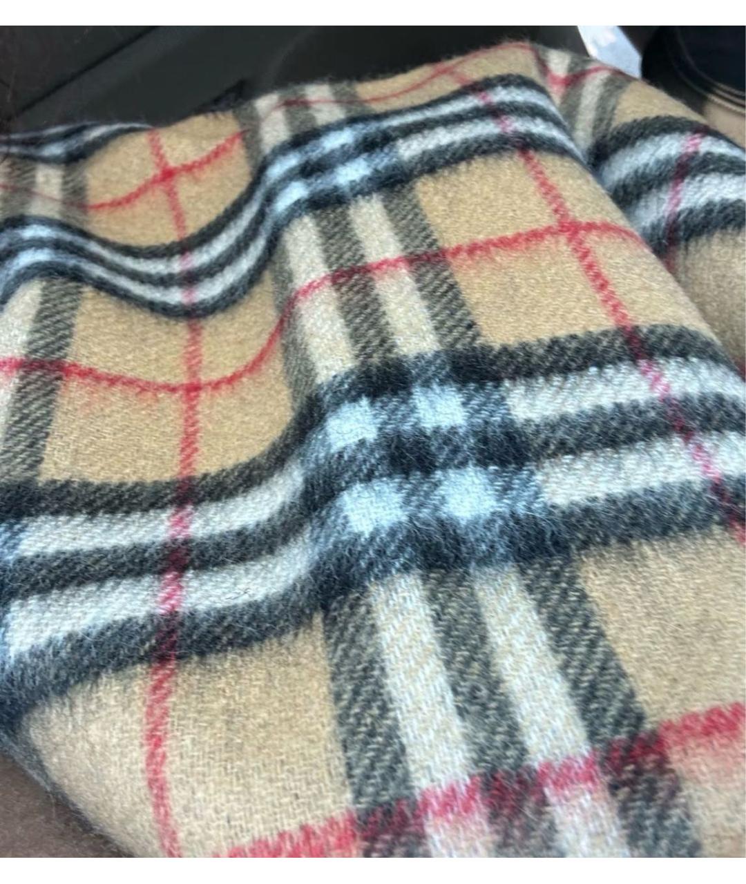 BURBERRY Коричневый шерстяной шарф, фото 4