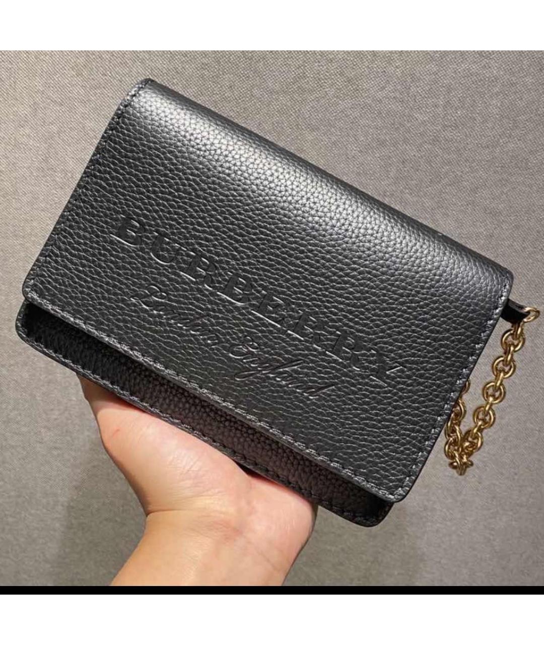 BURBERRY Черная кожаная сумка через плечо, фото 5