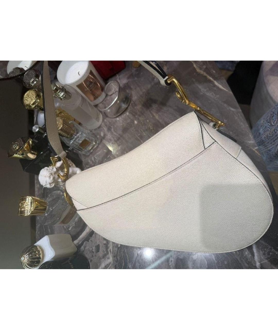 CHRISTIAN DIOR Белая кожаная сумка через плечо, фото 3