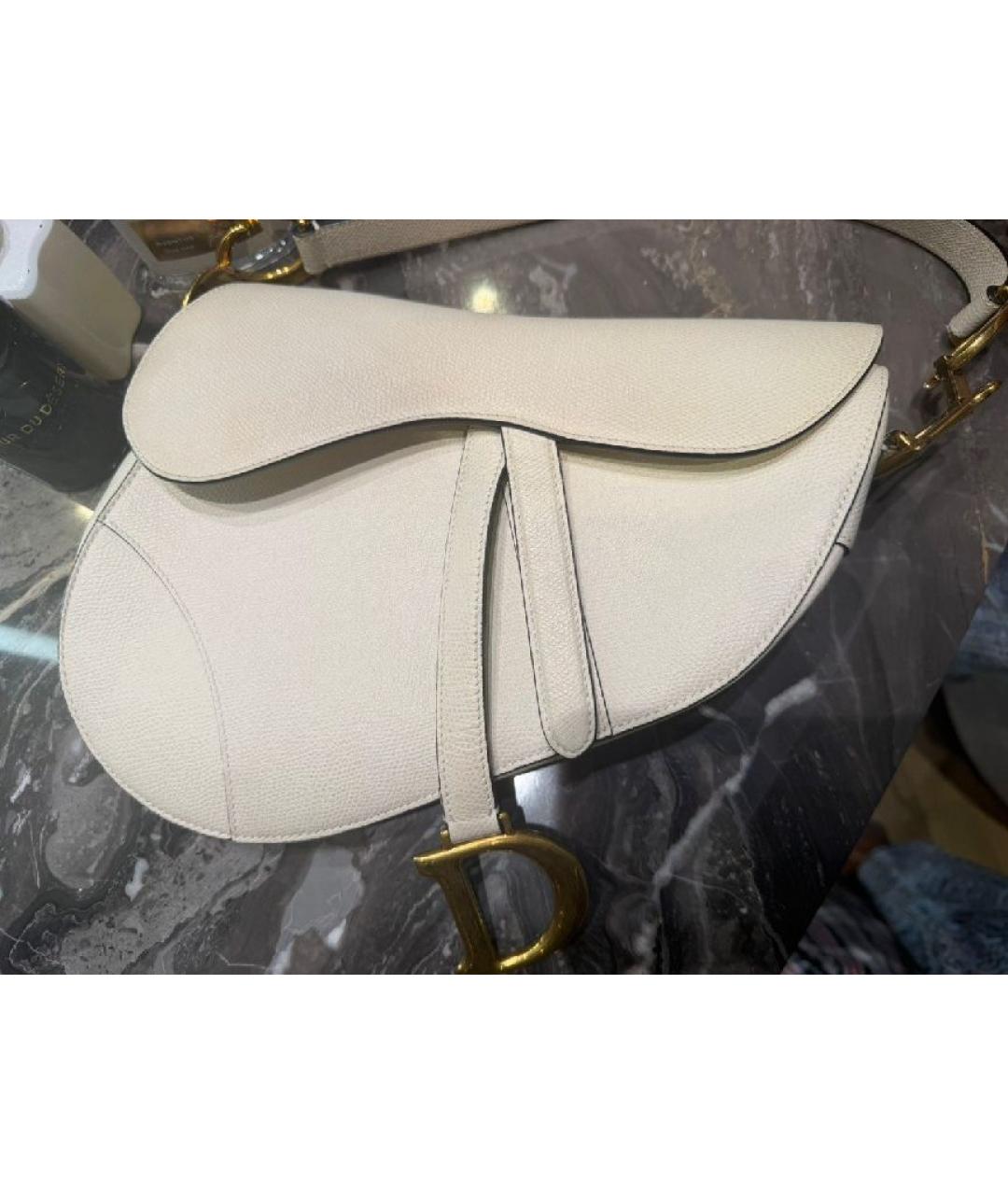 CHRISTIAN DIOR Белая кожаная сумка через плечо, фото 2