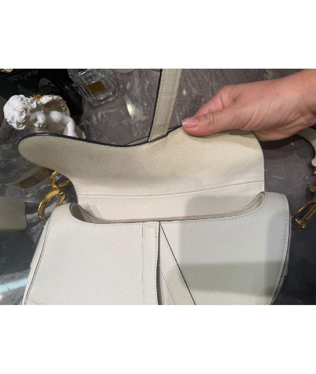 CHRISTIAN DIOR Белая кожаная сумка через плечо, фото 4