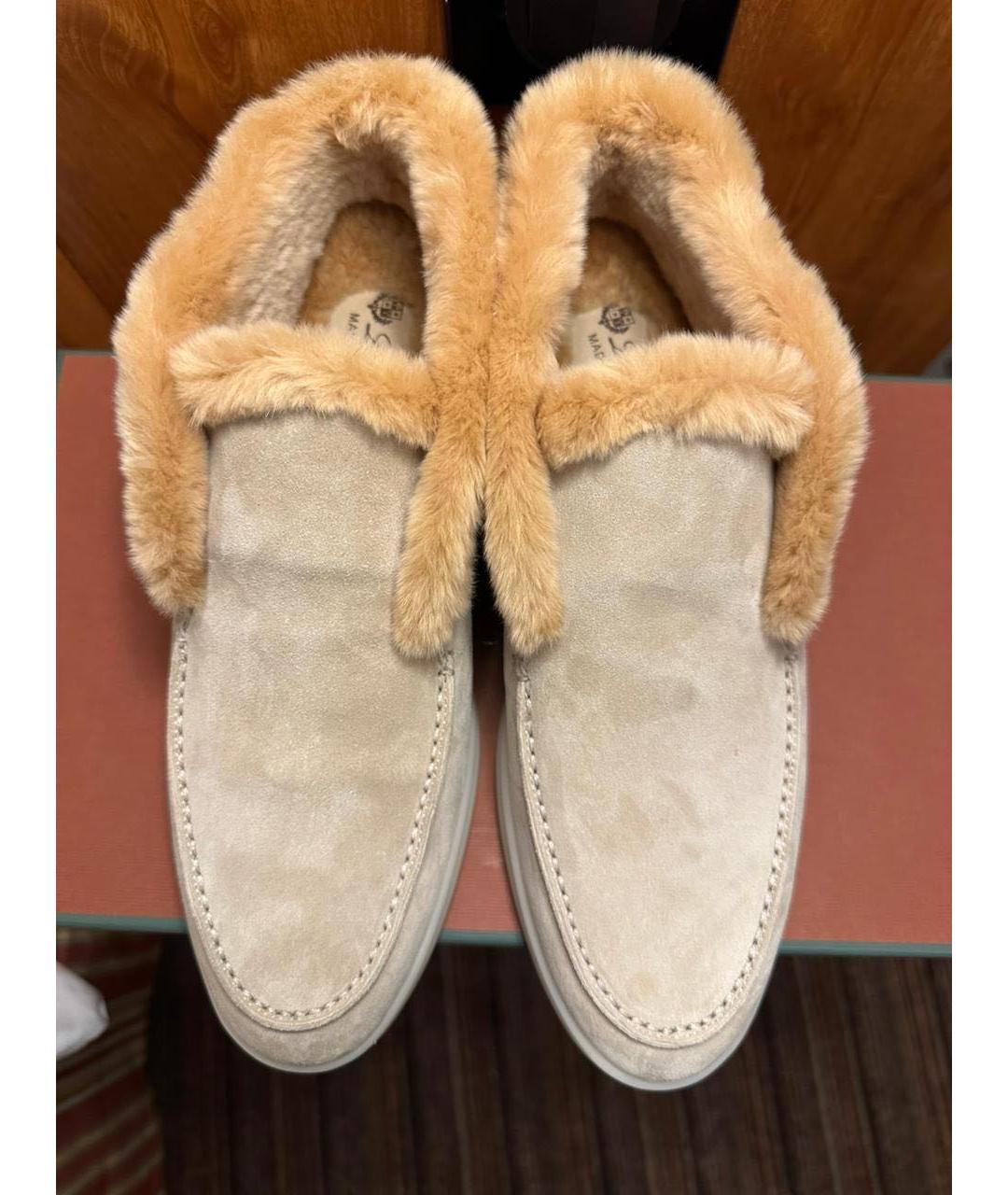 LORO PIANA Бежевые замшевые лоферы, фото 4