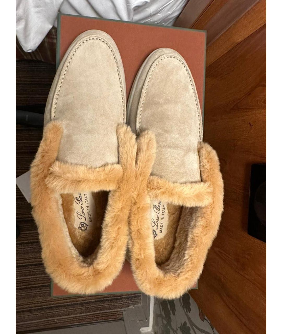 LORO PIANA Бежевые замшевые лоферы, фото 3