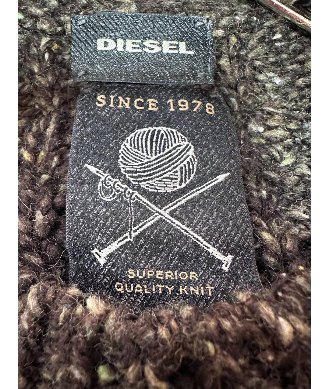 DIESEL Коричневый шерстяной джемпер / свитер, фото 4
