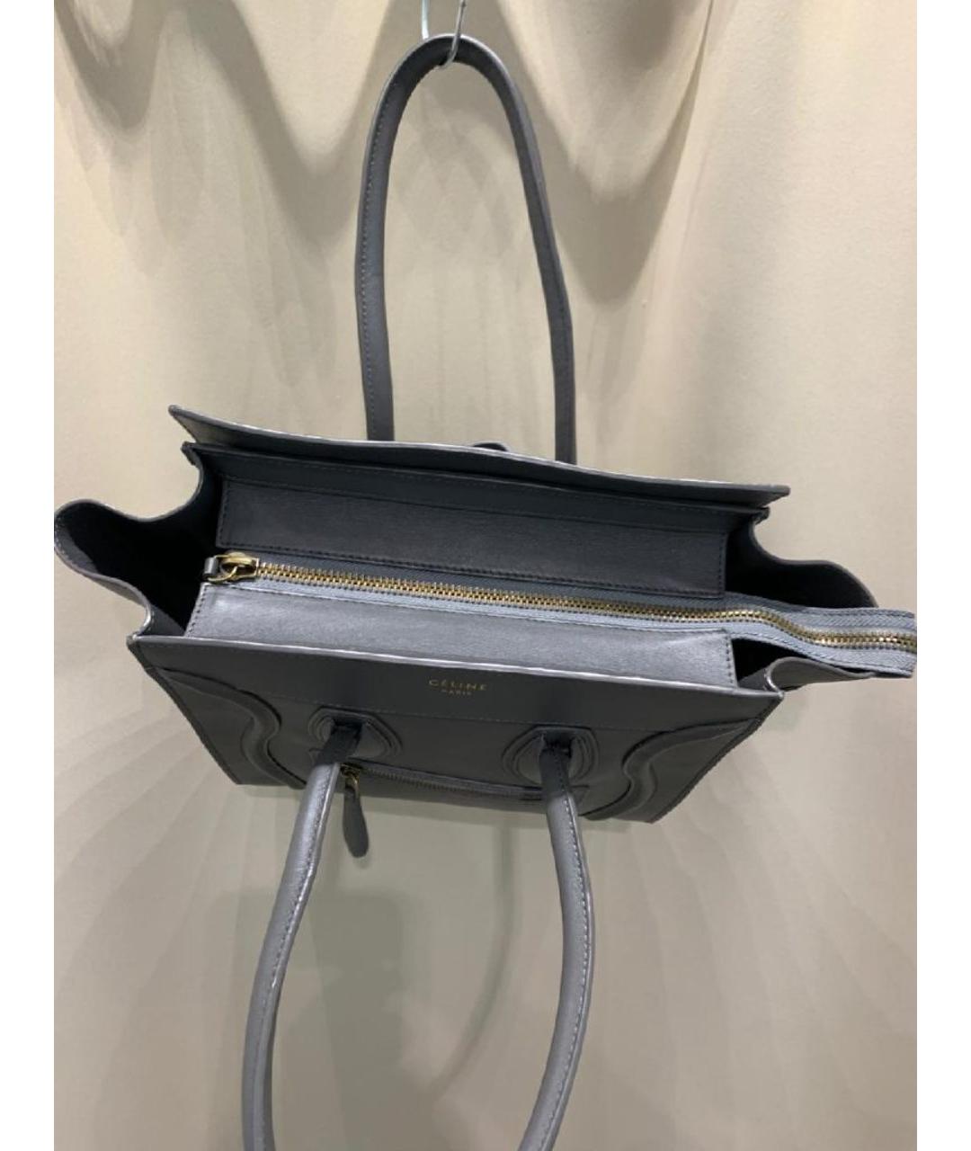CELINE Серая кожаная сумка с короткими ручками, фото 4