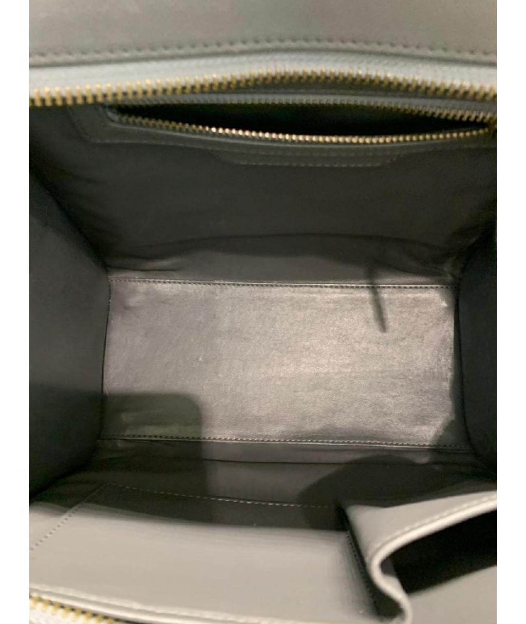 CELINE Серая кожаная сумка с короткими ручками, фото 6