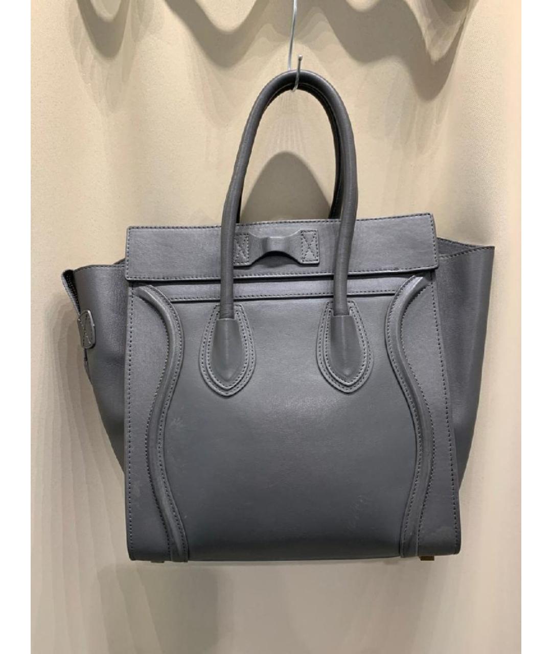 CELINE Серая кожаная сумка с короткими ручками, фото 3