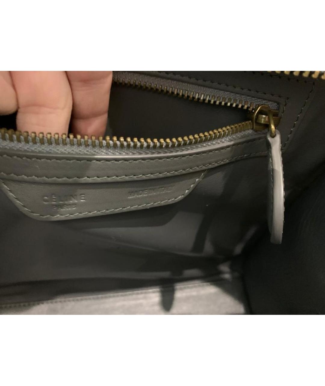 CELINE Серая кожаная сумка с короткими ручками, фото 8