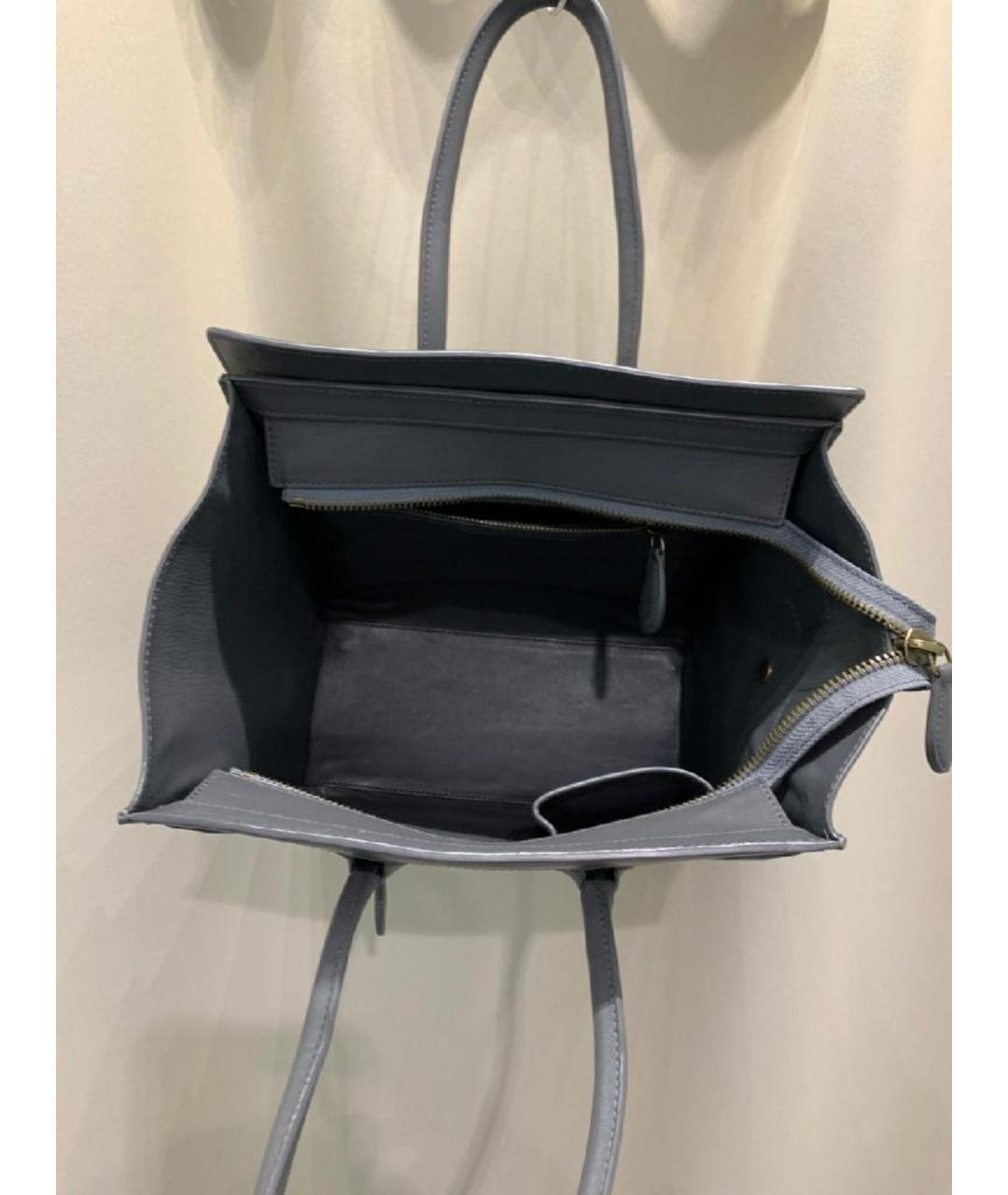 CELINE Серая кожаная сумка с короткими ручками, фото 5
