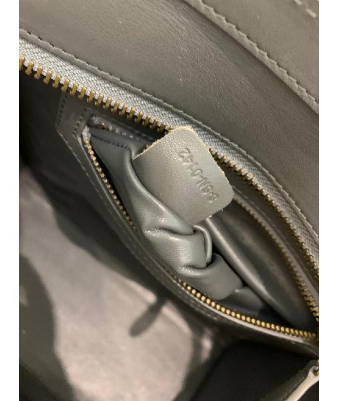 CELINE Серая кожаная сумка с короткими ручками, фото 7