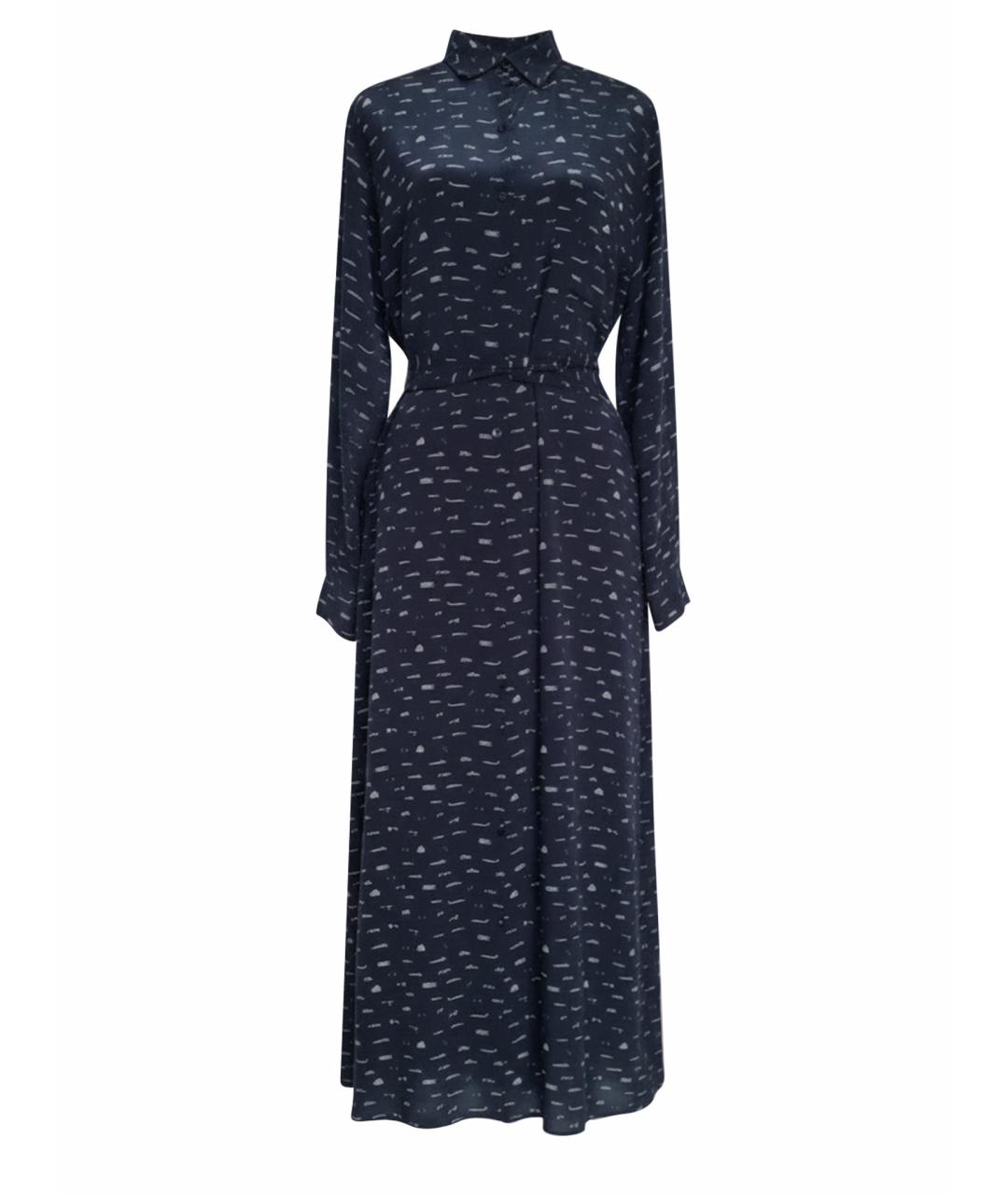 WEEKEND MAX MARA Темно-синее шелковое повседневное платье, фото 1