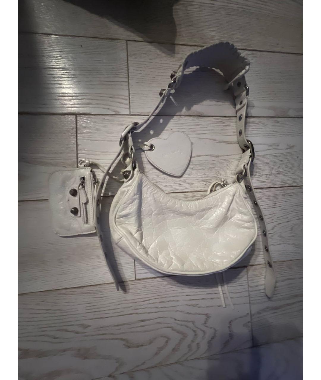 BALENCIAGA Белая кожаная сумка с короткими ручками, фото 2