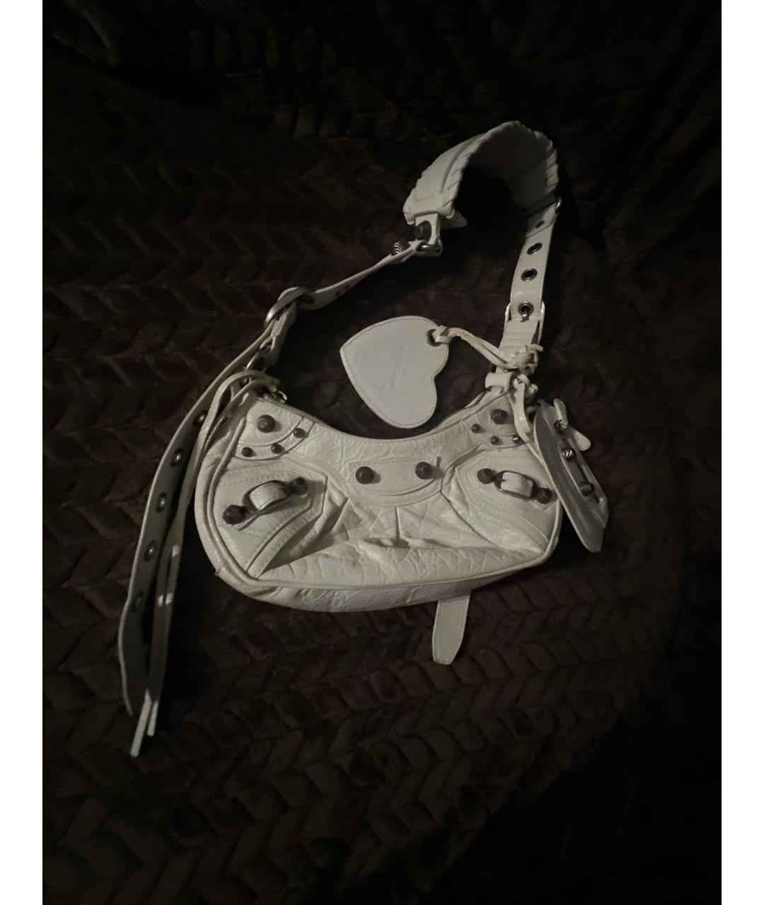 BALENCIAGA Белая кожаная сумка с короткими ручками, фото 3