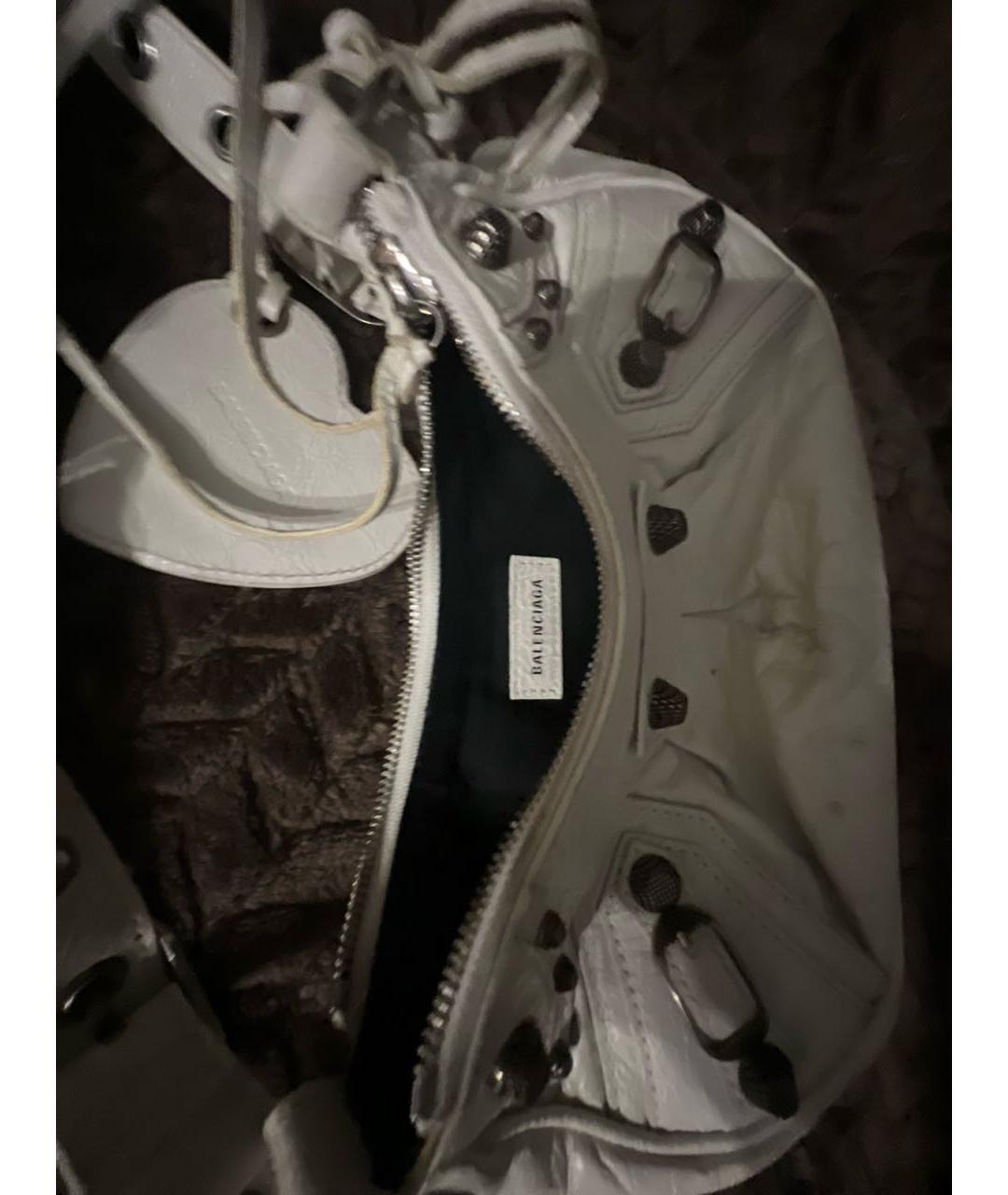 BALENCIAGA Белая кожаная сумка с короткими ручками, фото 4