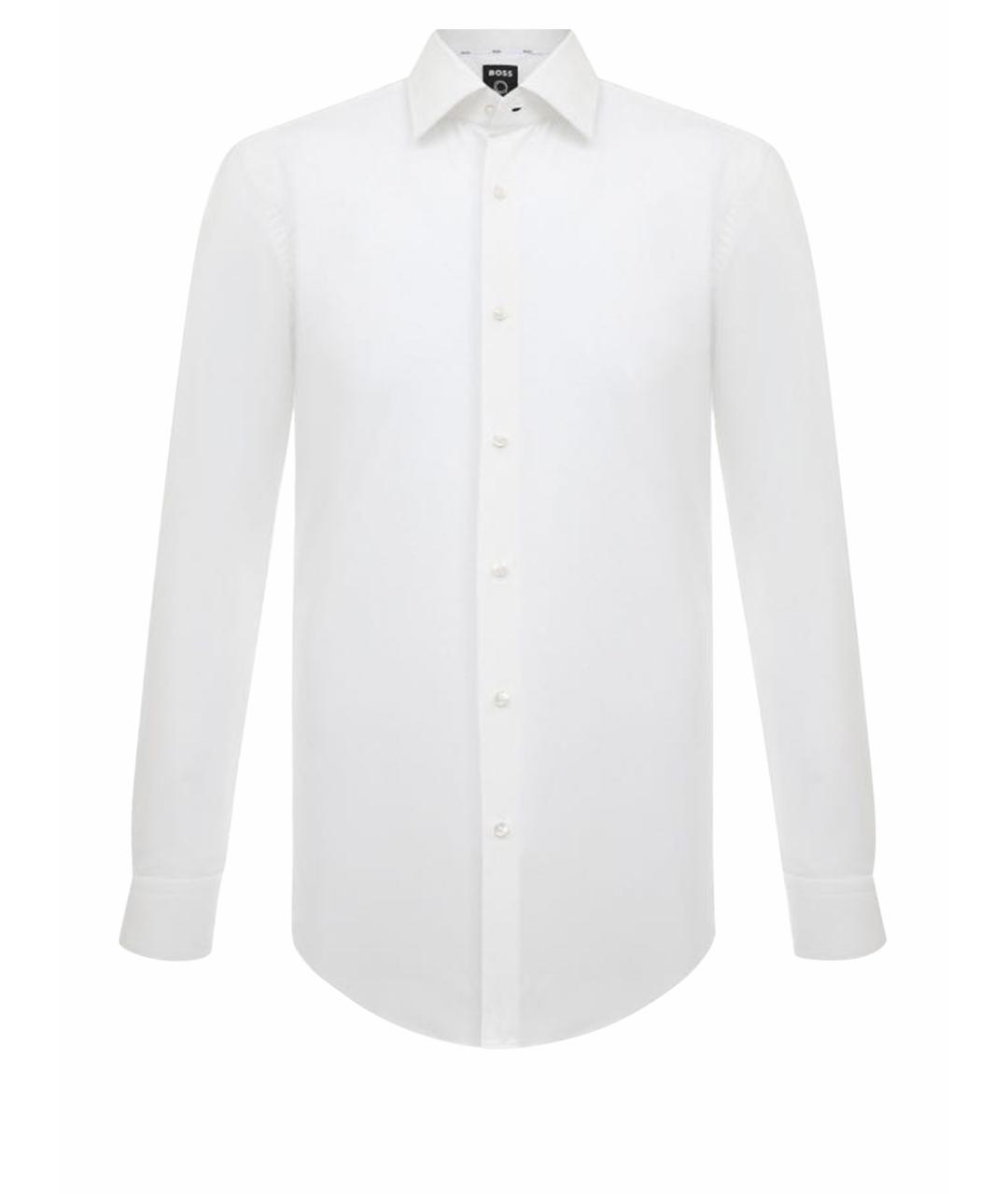 HUGO BOSS Белая хлопко-полиэстеровая классическая рубашка, фото 1
