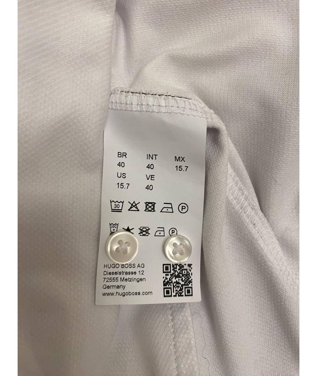 HUGO BOSS Белая хлопко-полиэстеровая классическая рубашка, фото 5