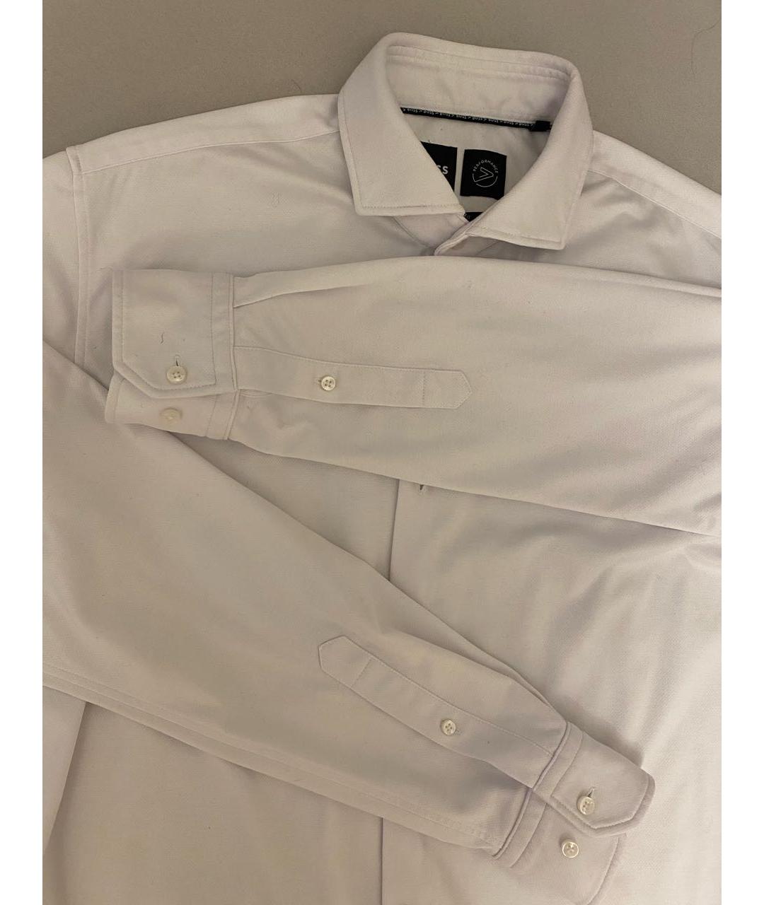HUGO BOSS Белая хлопко-полиэстеровая классическая рубашка, фото 4