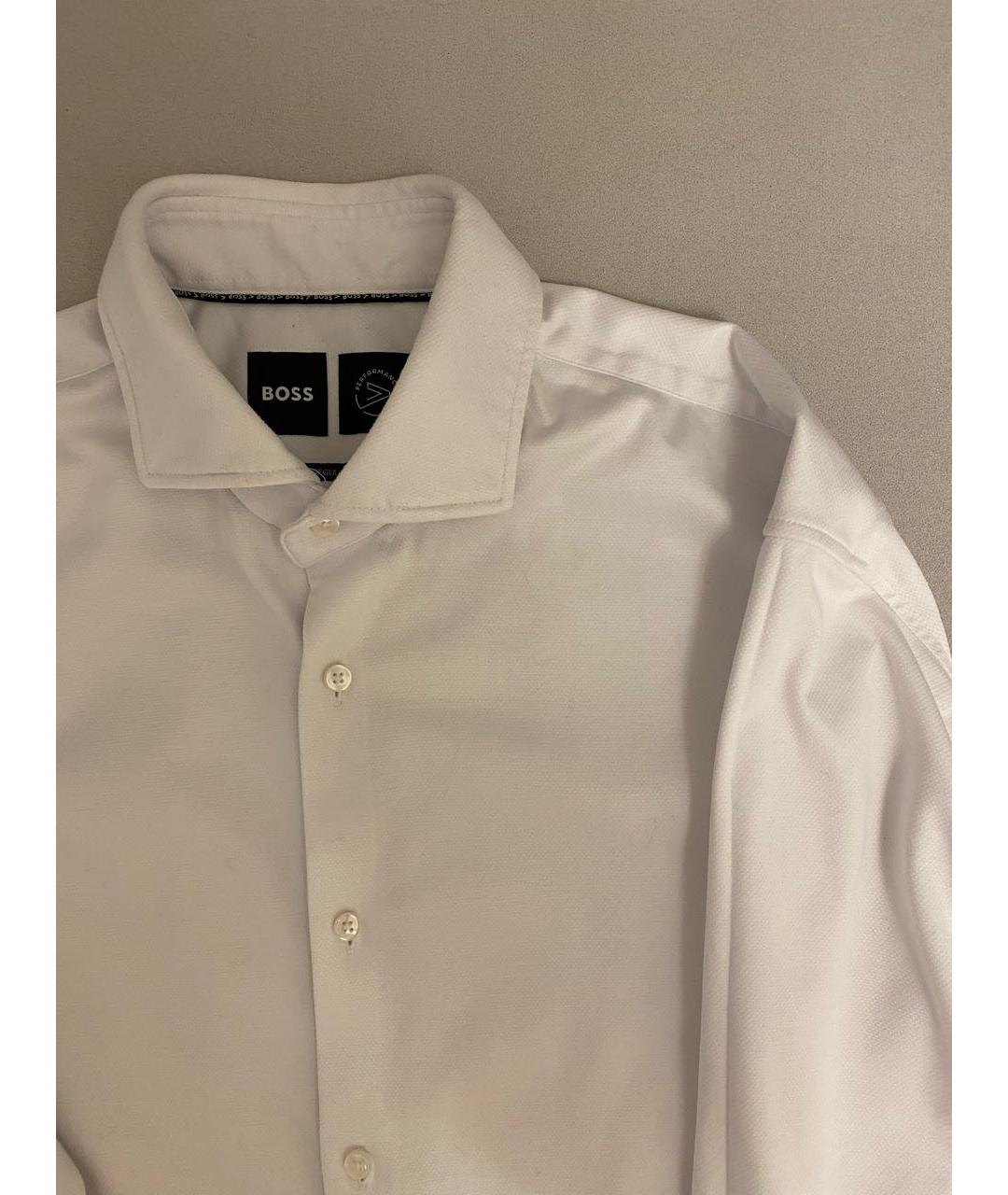 HUGO BOSS Белая хлопко-полиэстеровая классическая рубашка, фото 6