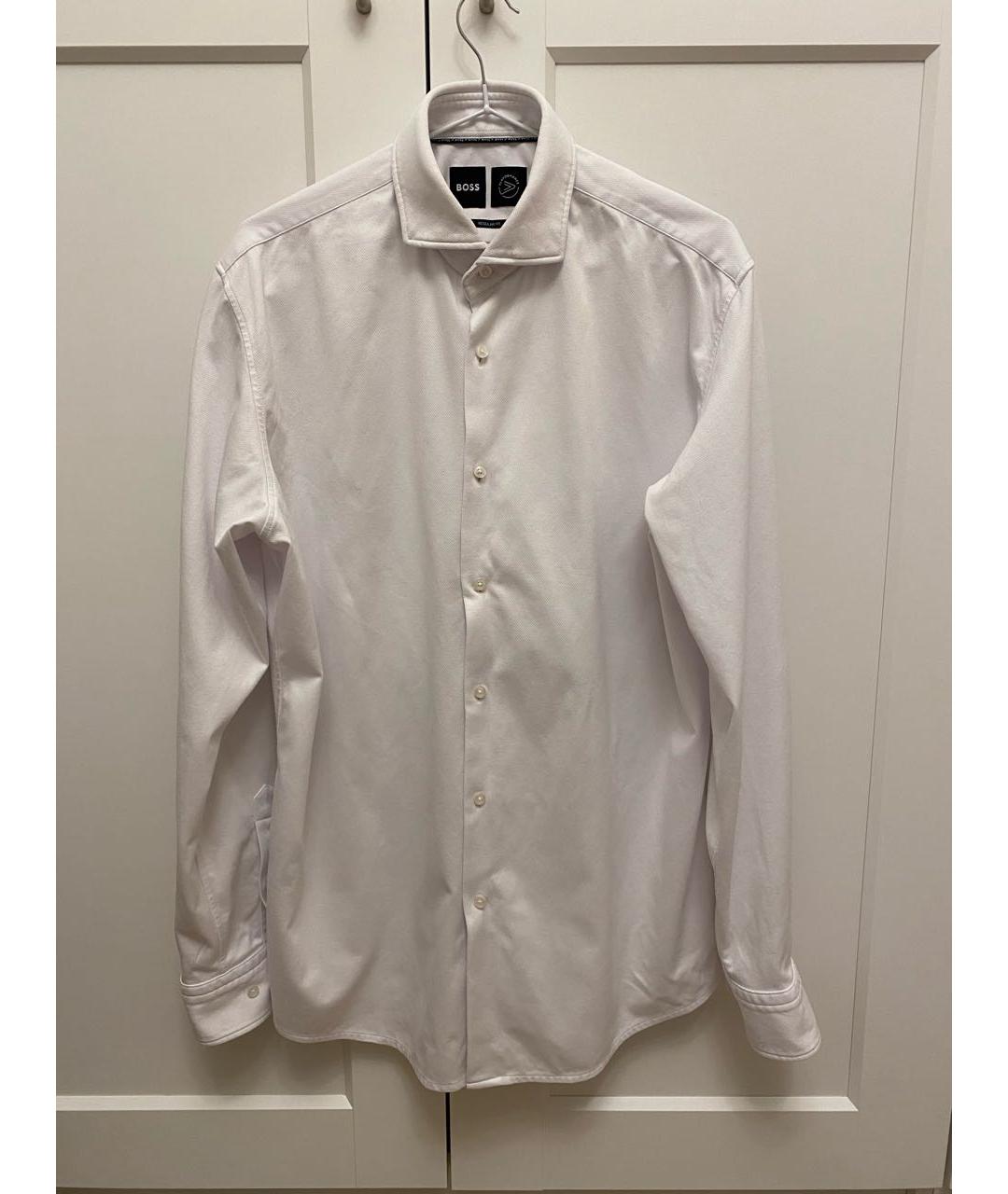 HUGO BOSS Белая хлопко-полиэстеровая классическая рубашка, фото 9