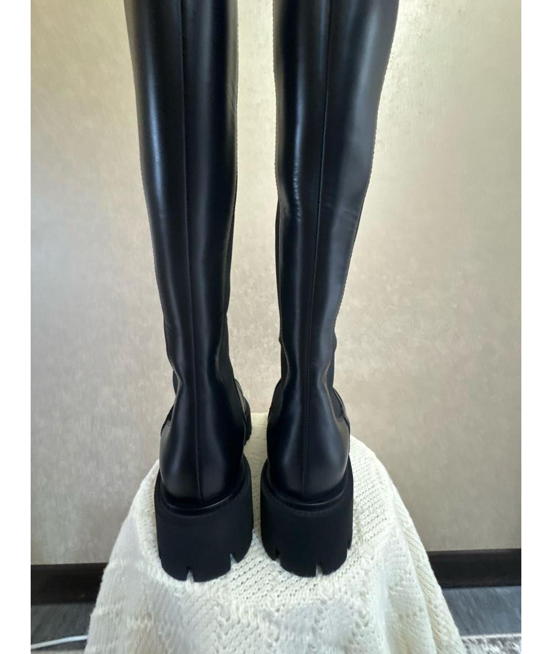 CHANEL Черные кожаные сапоги, фото 4