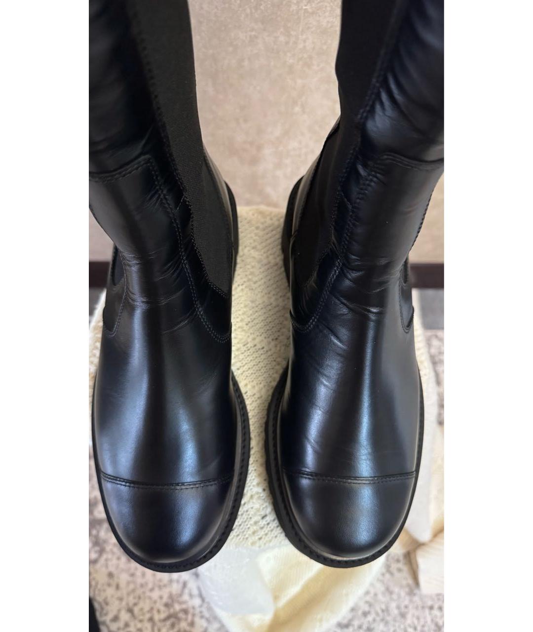 CHANEL Черные кожаные сапоги, фото 3