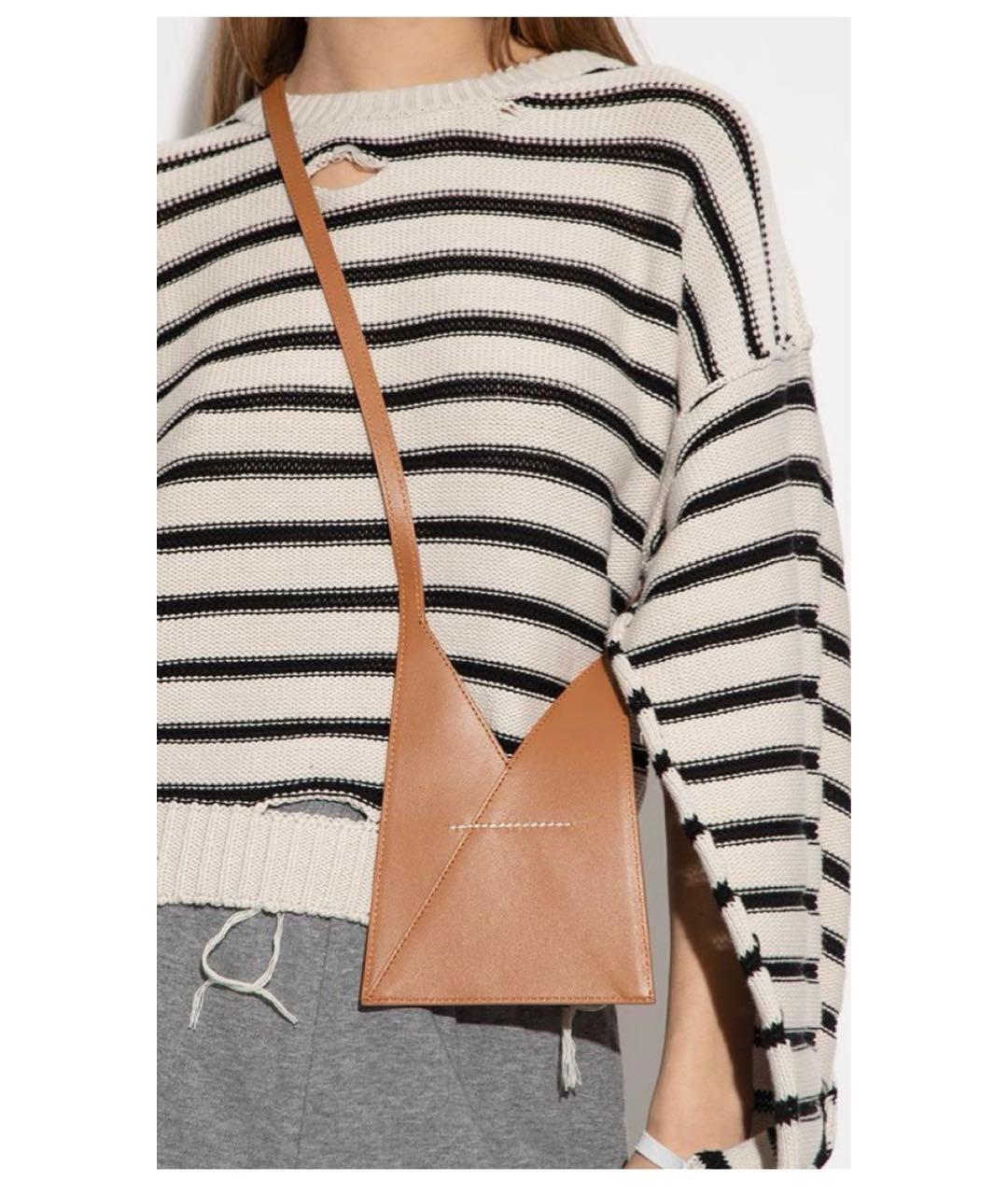 MM6 MAISON MARGIELA Коричневая кожаная сумка через плечо, фото 6