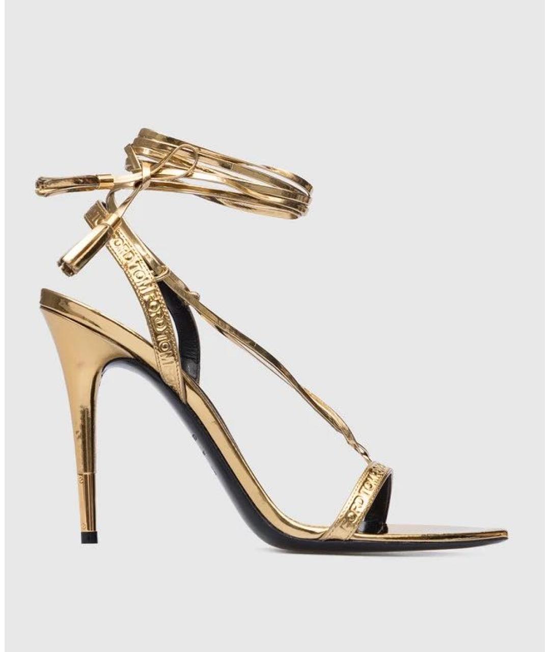 TOM FORD Золотые кожаные босоножки, фото 6