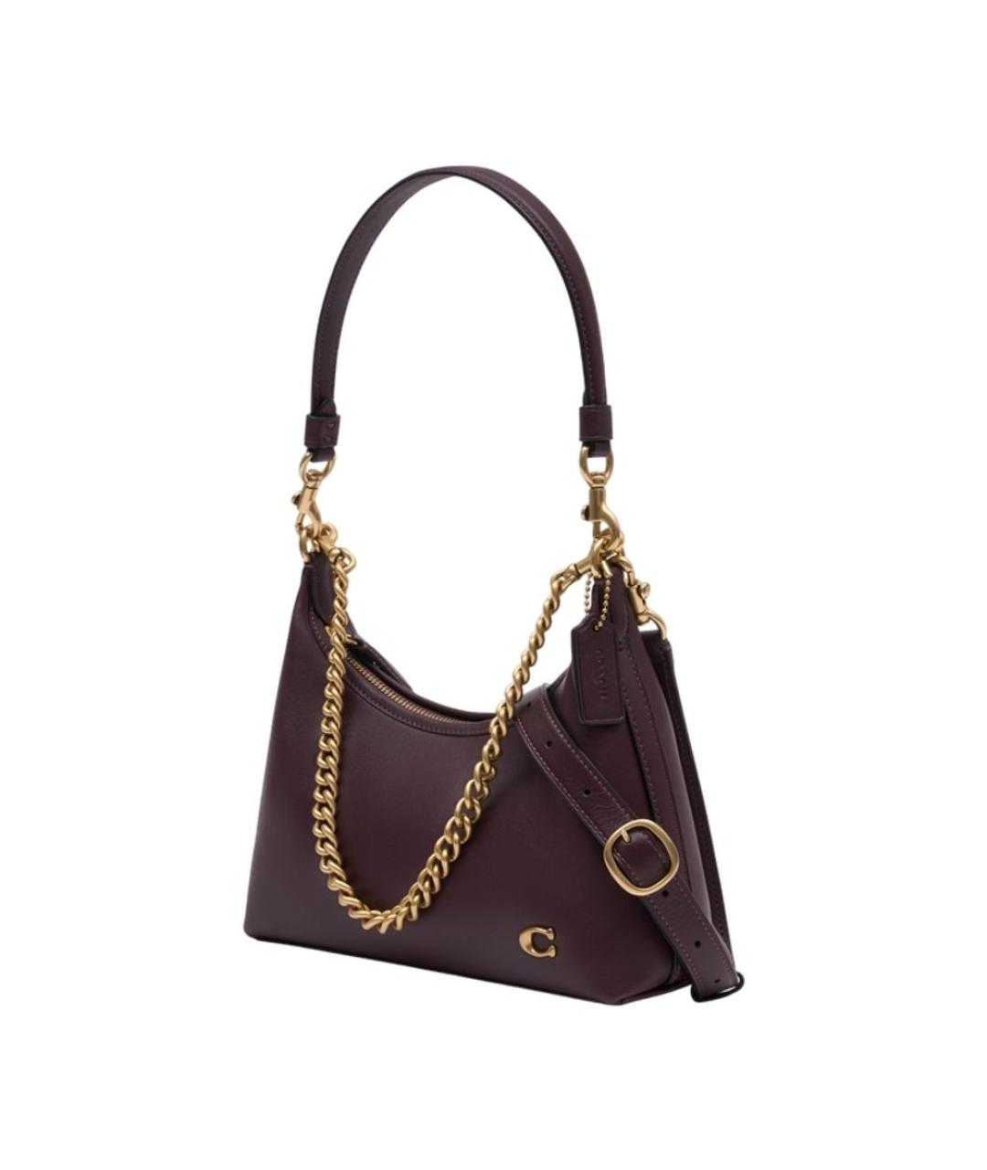 COACH Коричневая кожаная сумка через плечо, фото 2