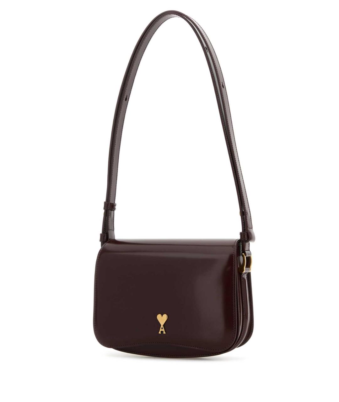 Ami Paris Коричневая кожаная сумка через плечо, фото 2