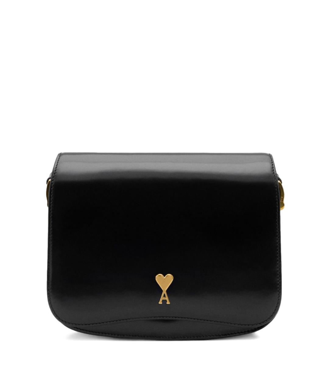 Ami Paris Черная кожаная сумка через плечо, фото 1