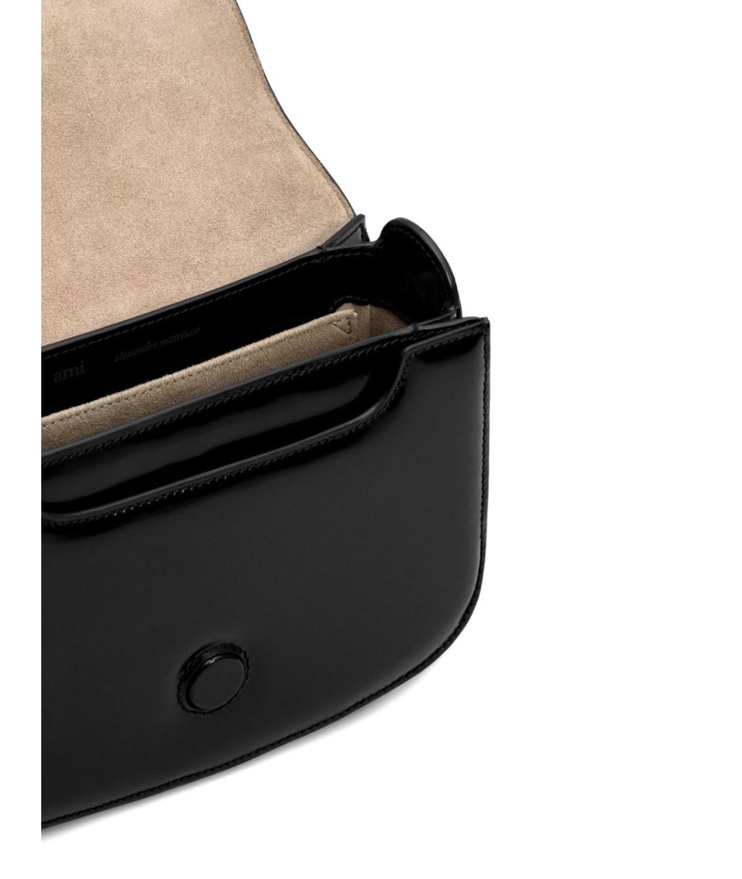 Ami Paris Черная кожаная сумка через плечо, фото 5