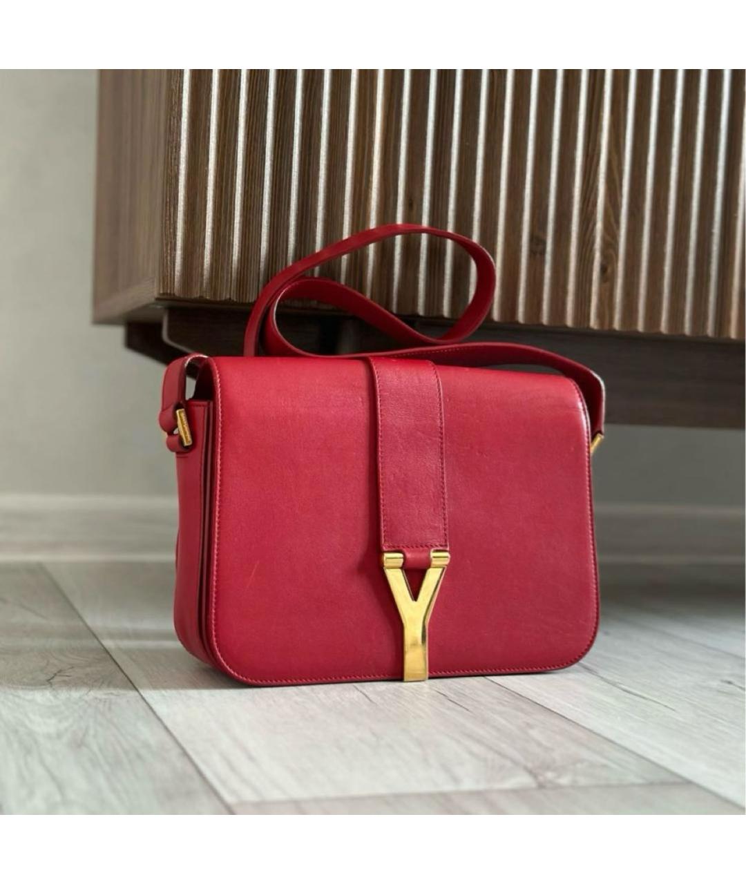 SAINT LAURENT Красная кожаная сумка через плечо, фото 4