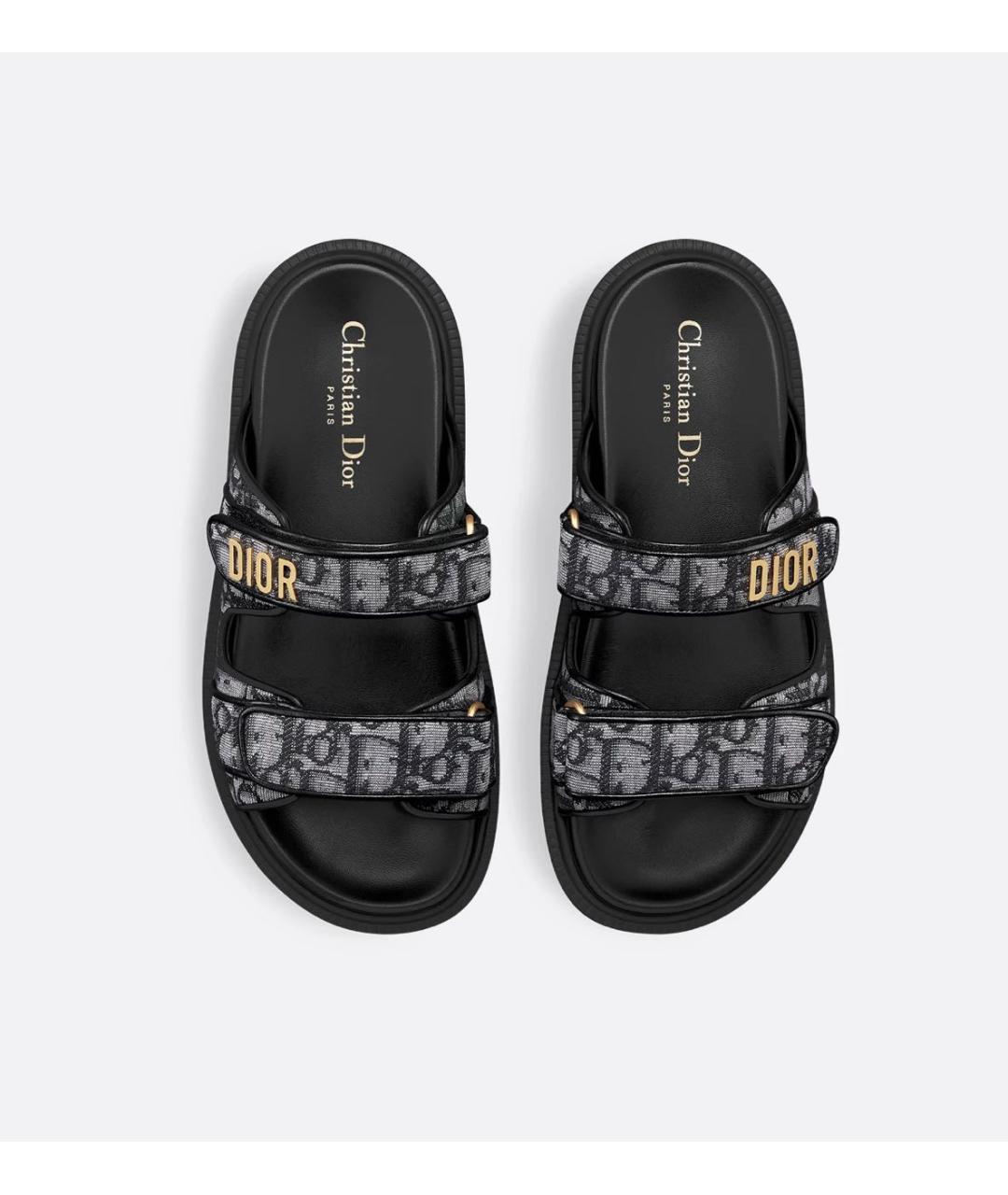CHRISTIAN DIOR Серые текстильные шлепанцы, фото 3