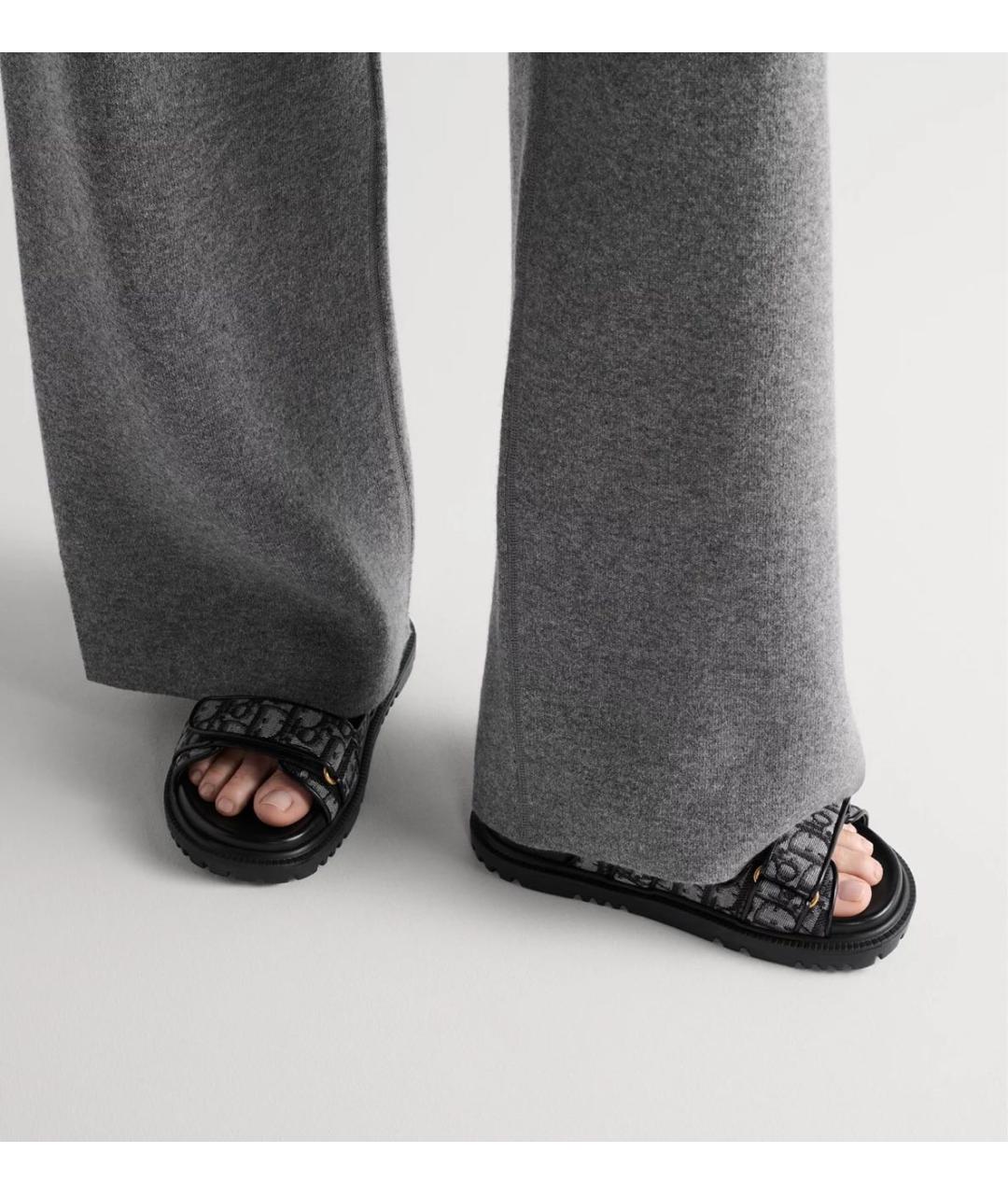 CHRISTIAN DIOR Серые текстильные шлепанцы, фото 2