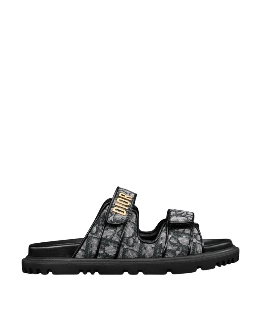 CHRISTIAN DIOR Серые текстильные шлепанцы, фото 1