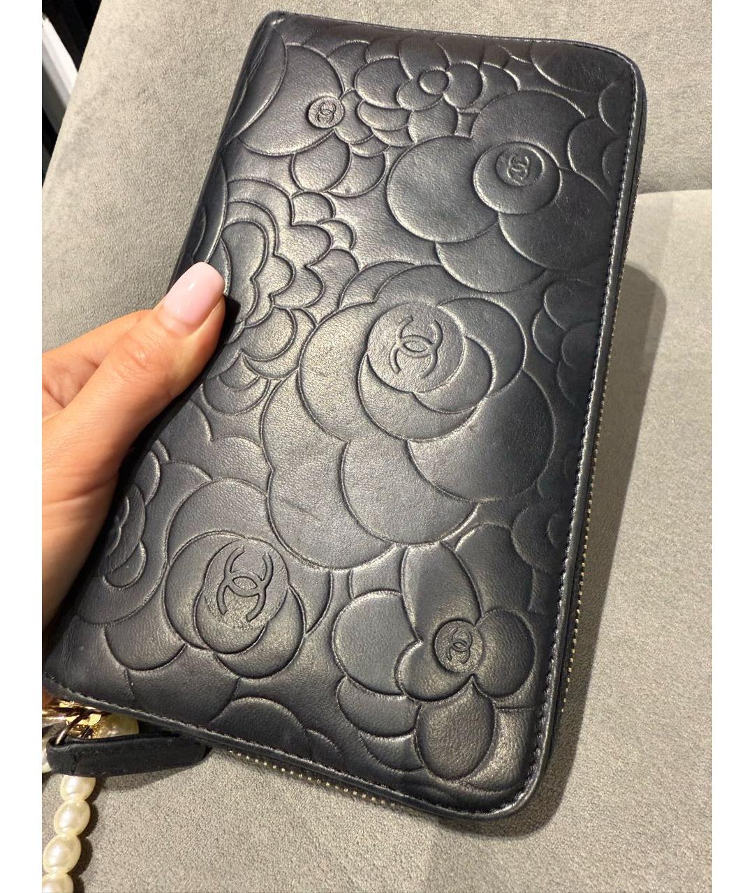 CHANEL Черный кожаный кошелек, фото 4