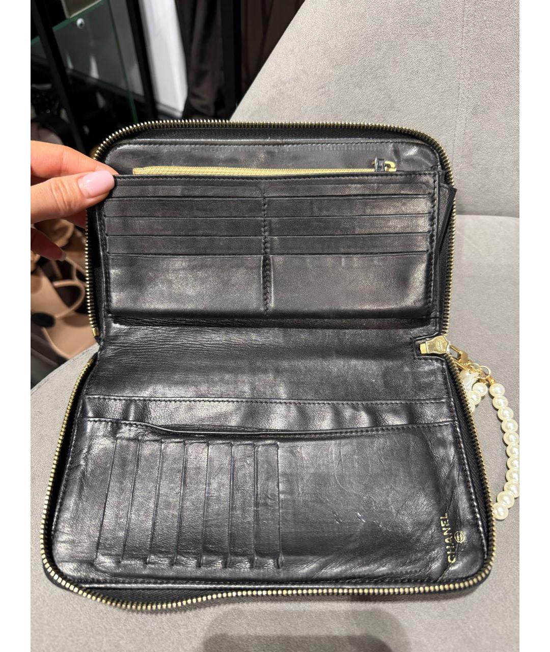 CHANEL Черный кожаный кошелек, фото 8