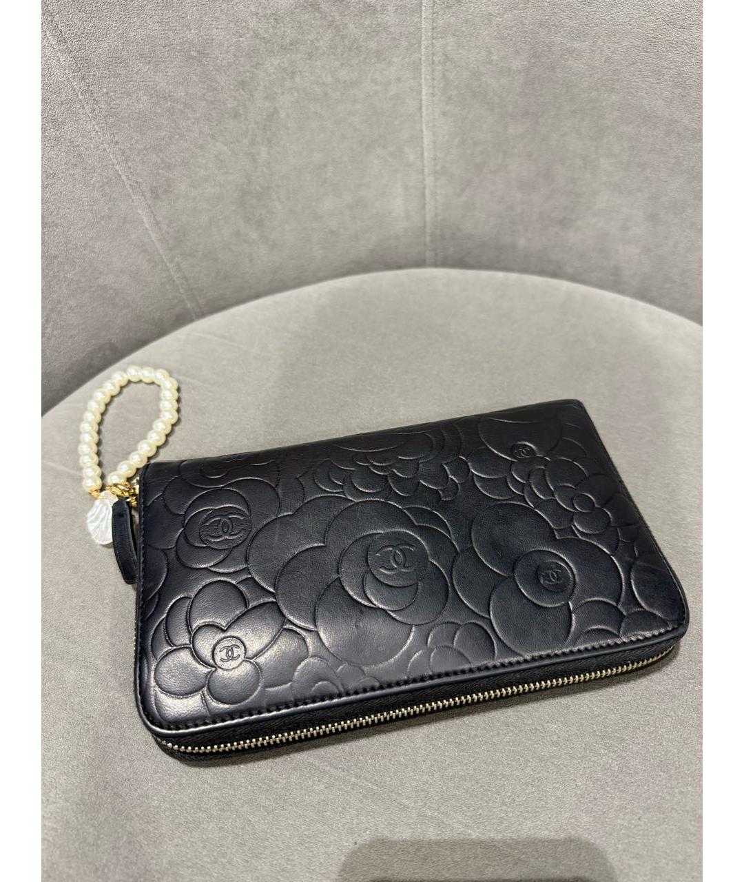 CHANEL Черный кожаный кошелек, фото 3