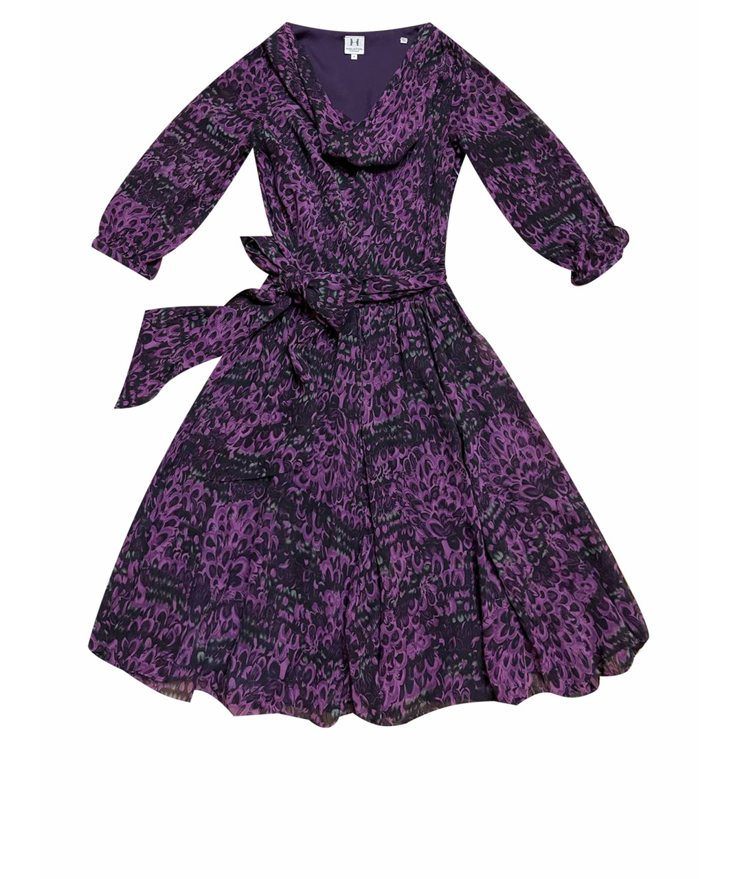 HALSTON HERITAGE Фиолетовое креповое платье, фото 1