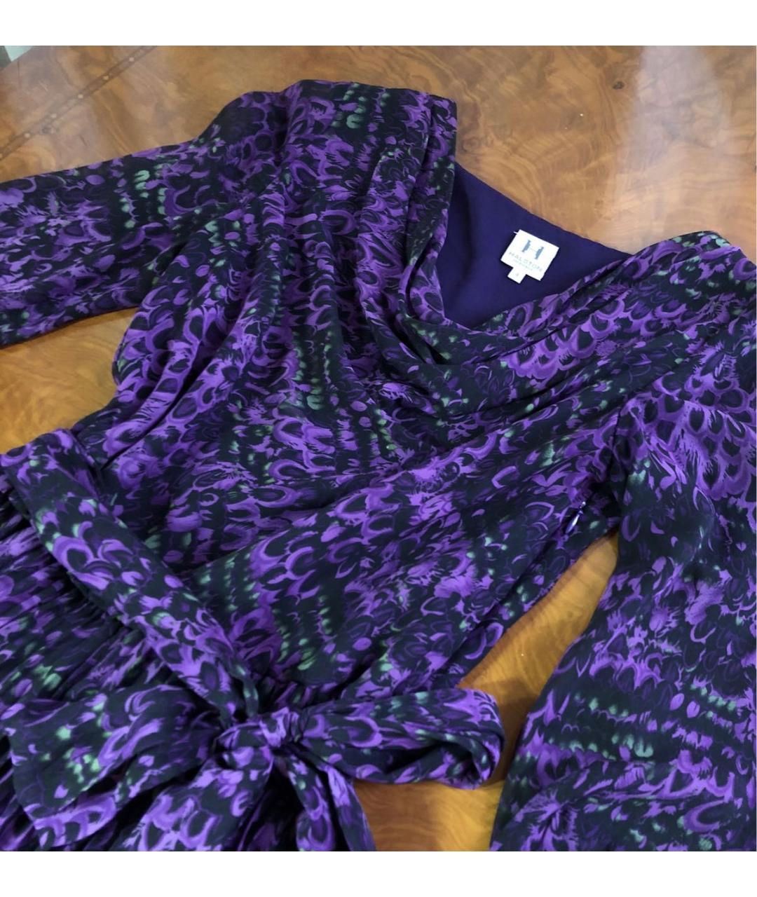 HALSTON HERITAGE Фиолетовое креповое платье, фото 6