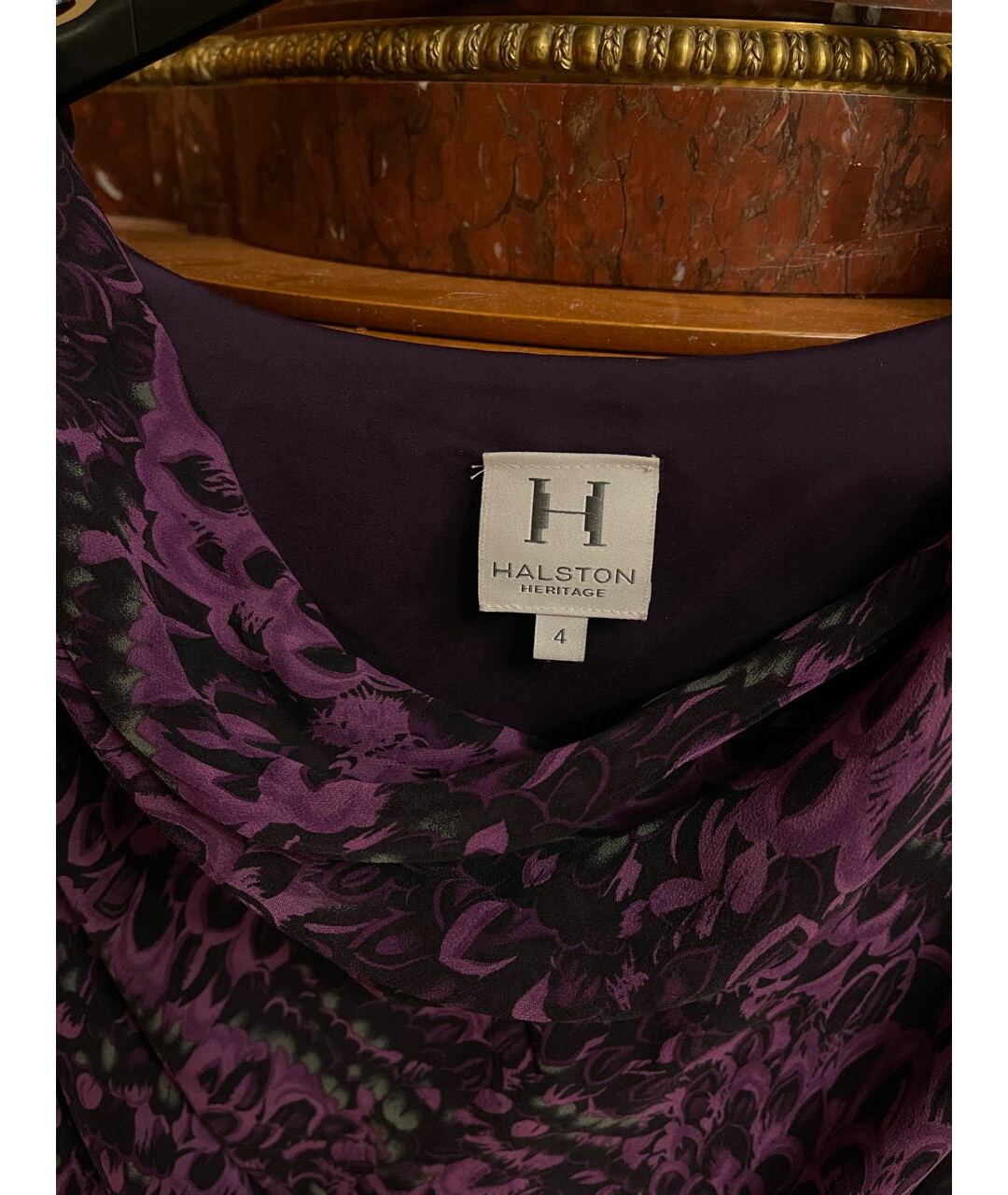 HALSTON HERITAGE Фиолетовое креповое платье, фото 2