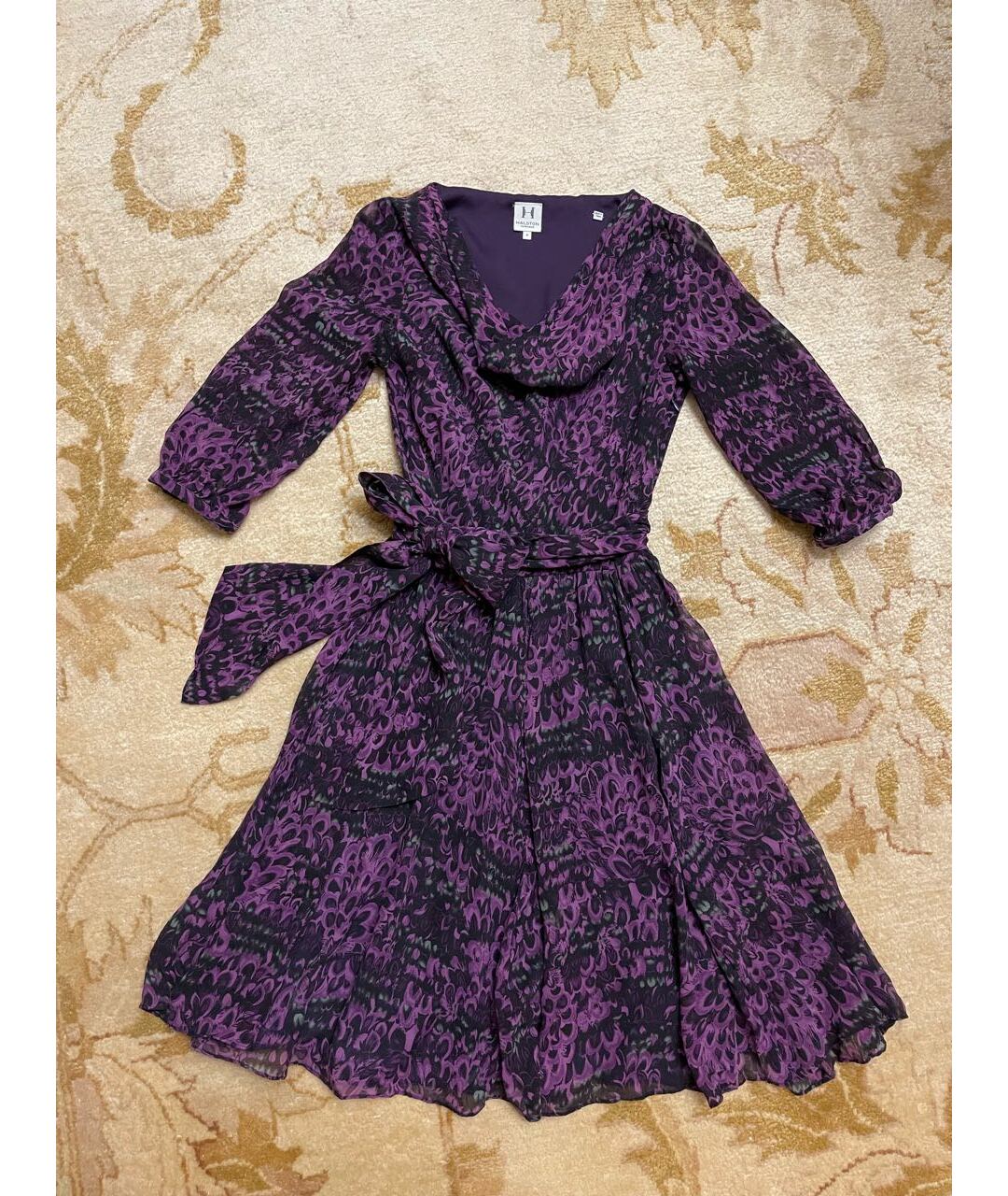 HALSTON HERITAGE Фиолетовое креповое платье, фото 5
