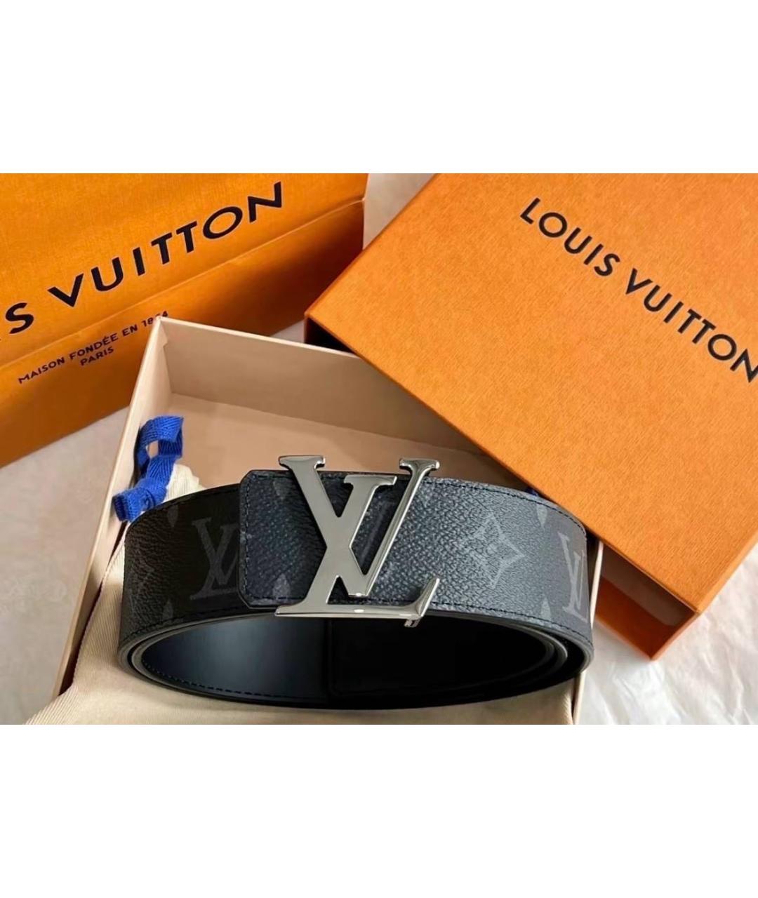 LOUIS VUITTON Черный кожаный ремень, фото 5