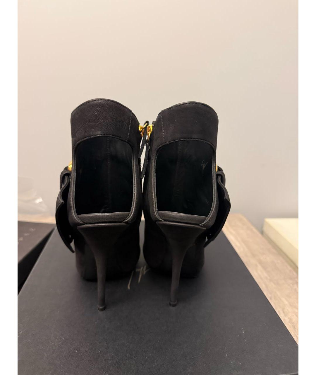 GIUSEPPE ZANOTTI DESIGN Черные кожаные босоножки, фото 4