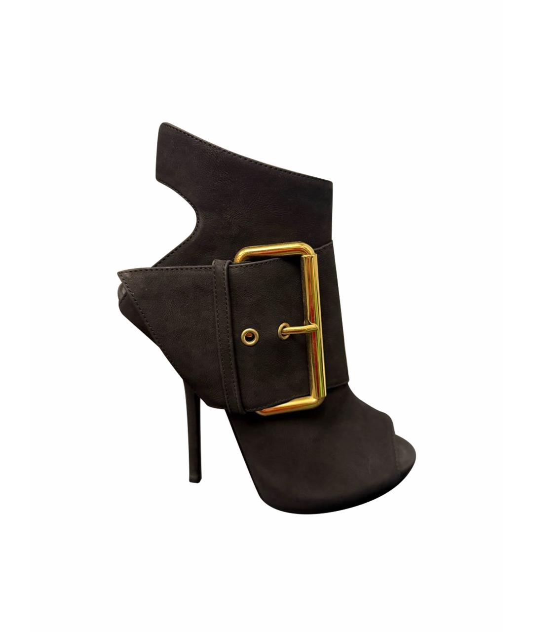 GIUSEPPE ZANOTTI DESIGN Черные кожаные босоножки, фото 8