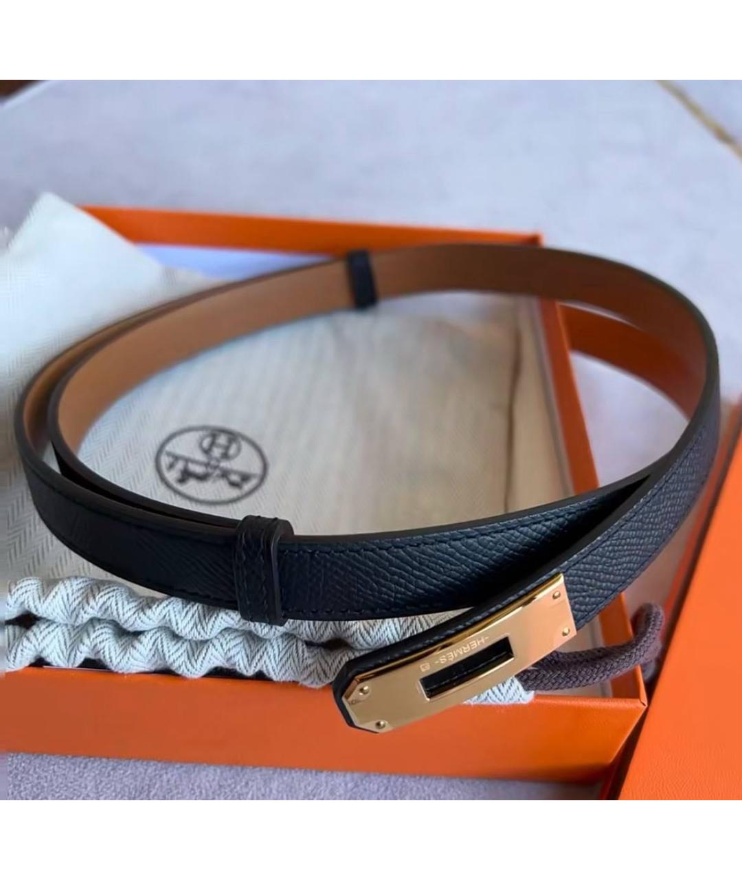 HERMES Черный кожаный ремень, фото 5