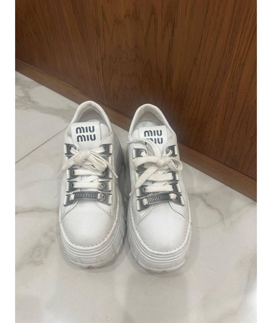 MIU MIU Белые кожаные ботинки, фото 4